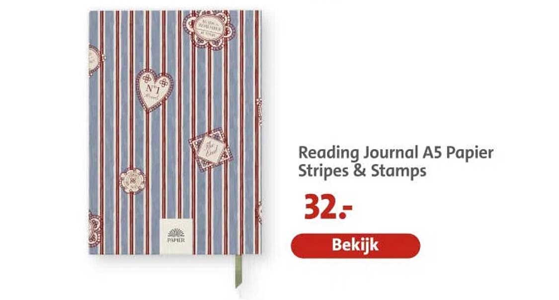 Reading Journal A5 Paper Stripes & Stamps