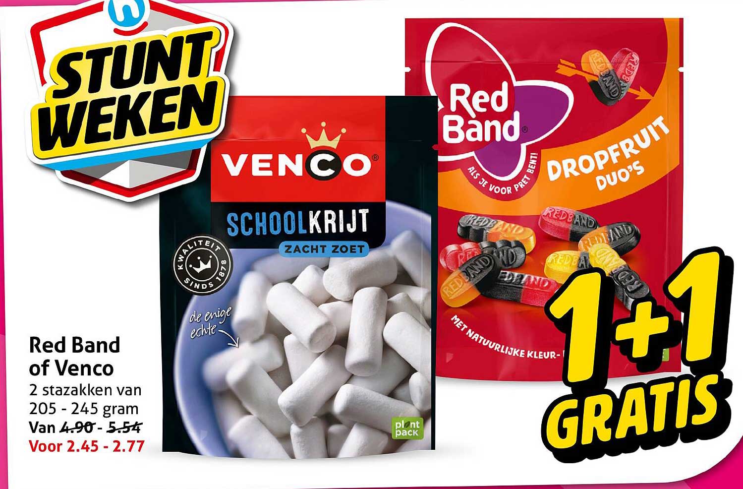 Red Band of Venco 2 stazakken van 205 - 245 gram 1+1 gratis