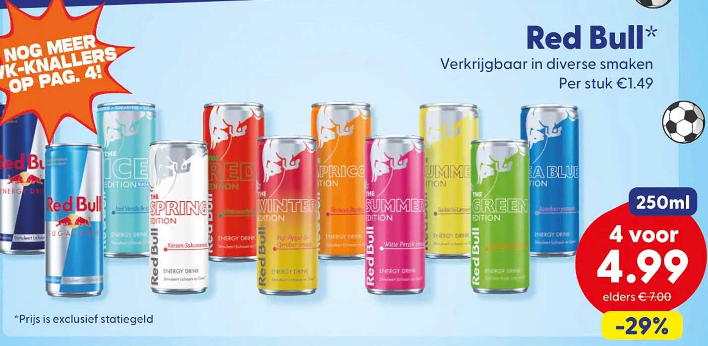 Red Bull 250ml 4 voor 4.99