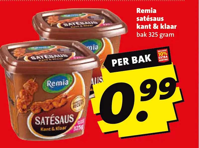 Remia satésaus kant & klaar bak 325 gram
