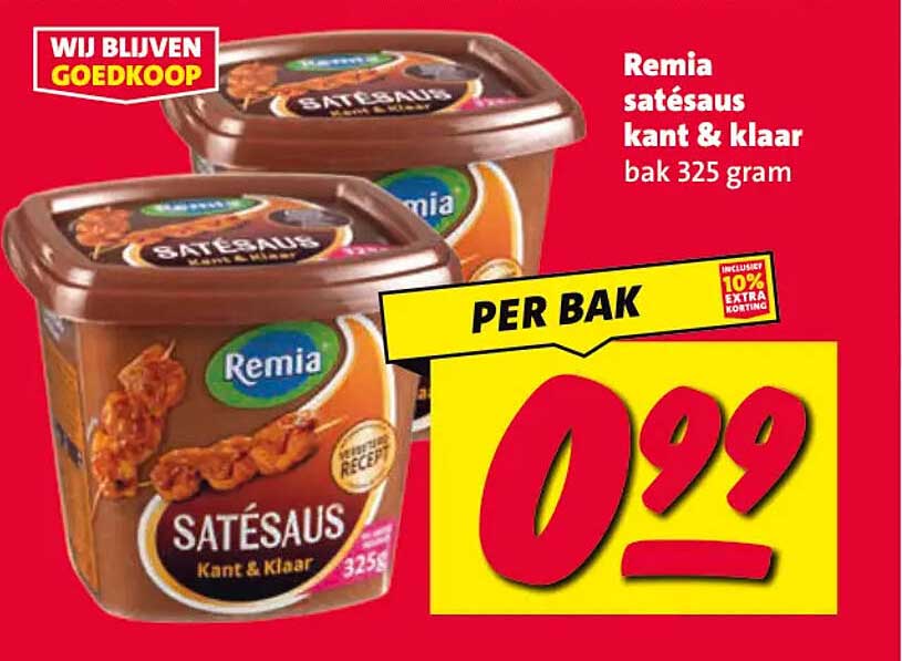 Remia satésaus kant & klaar bak 325 gram