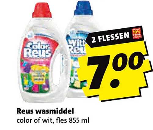Reus wasmiddel color of wit, fles 855 ml 2 FLESSEN
