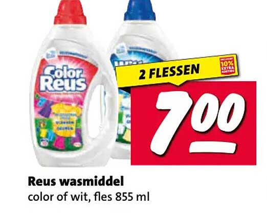 Reus wasmiddel color of wit, fles 855 ml 2 FLESSEN