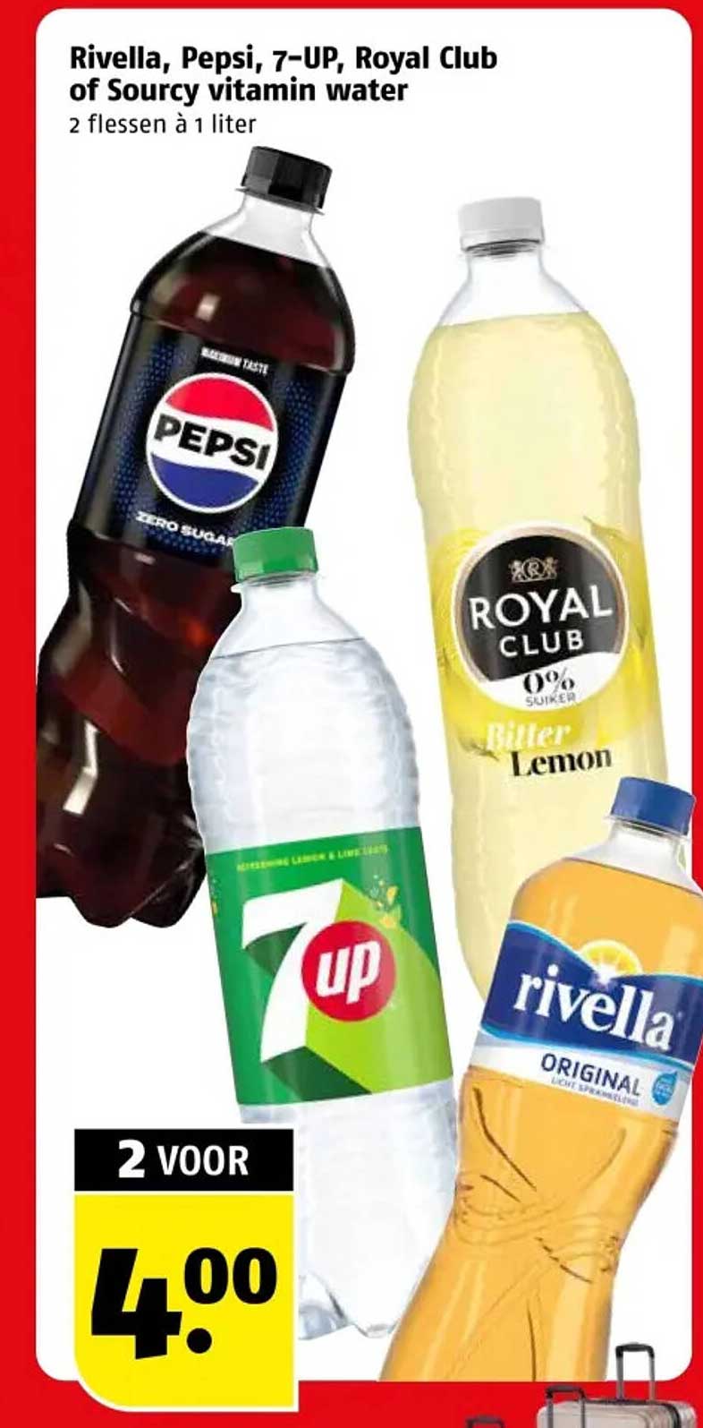 Rivella, Pepsi, 7-UP, Royal Club of Sourcy vitamin water