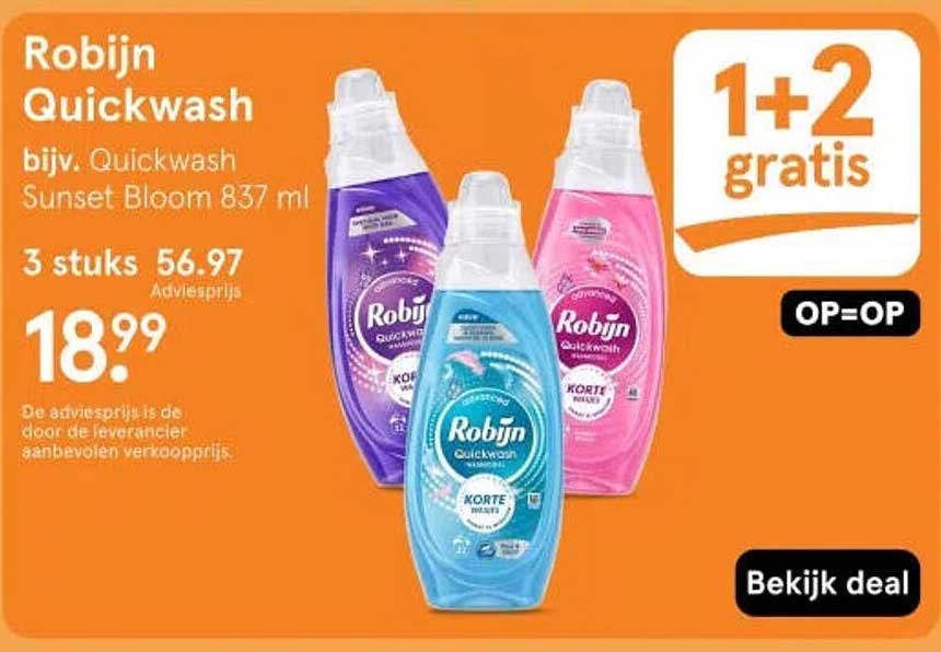 Robijn Quickwash 1+2 gratis