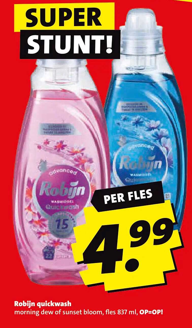 Robijn quickwash morning dew of sunset bloom, fles 837 ml, OP=OP!
