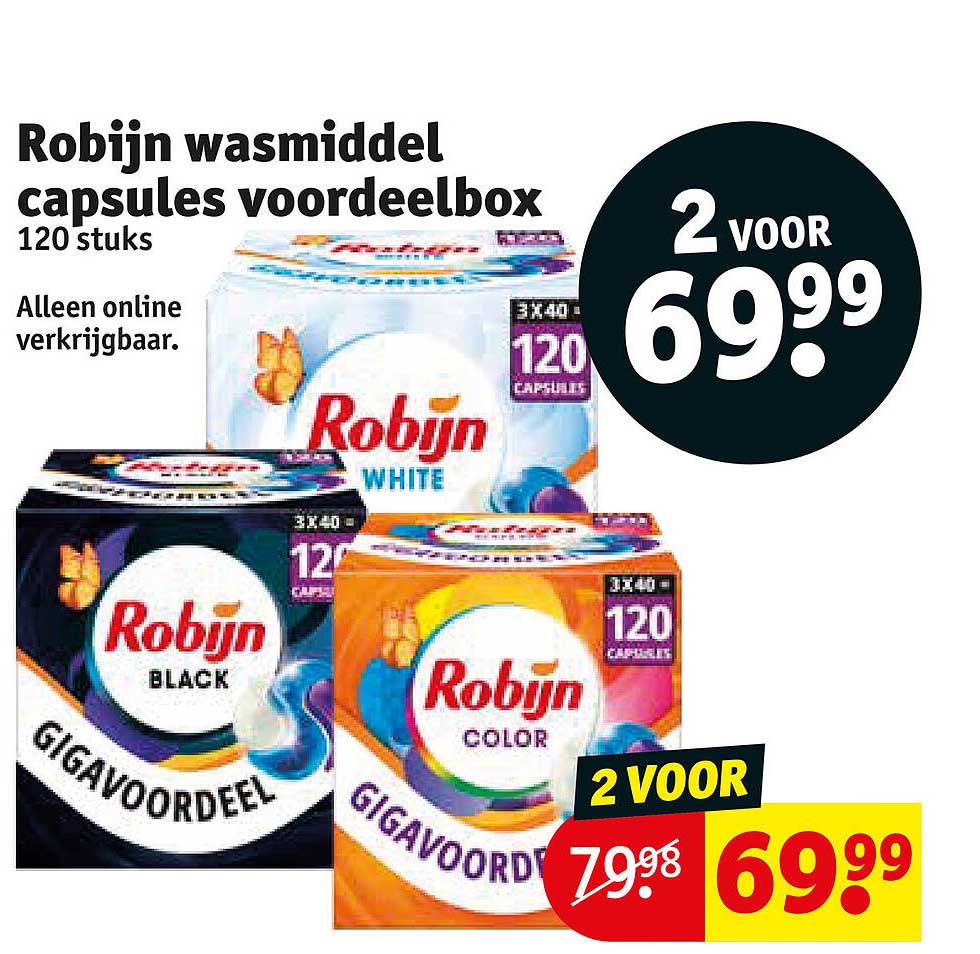Robijn wasmiddel capsules voordeelbox 120 stuks 2 VOOR