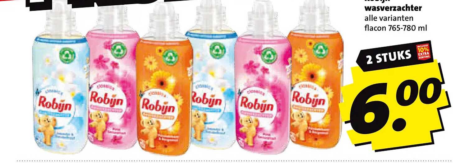 Robijn wasverzachter alle varianten flacon 765-780 ml 2 STUKS