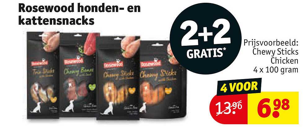 Rosewood honden- en kattensnacks 2+2 GRATIS*