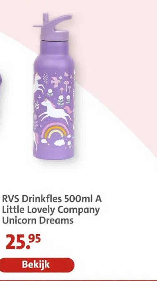 RVS Drinkfles 500ml A Little Lovely Company Unicorn Dreams