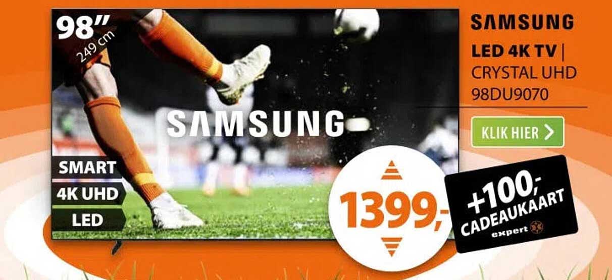 SAMSUNG LED 4K TV | CRYSTAL UHD 98DU9070 +100,- CADEAUKAART