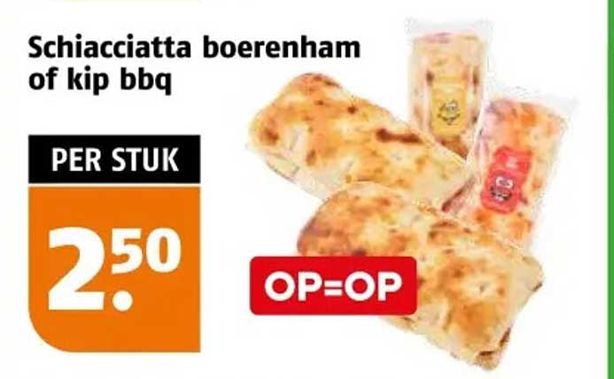 Schiacciatta boerenham of kip bbq