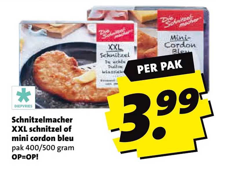 Schnitzelmacher XXL schnitzel of mini cordon bleu pak 400/500 gram OP=OP!