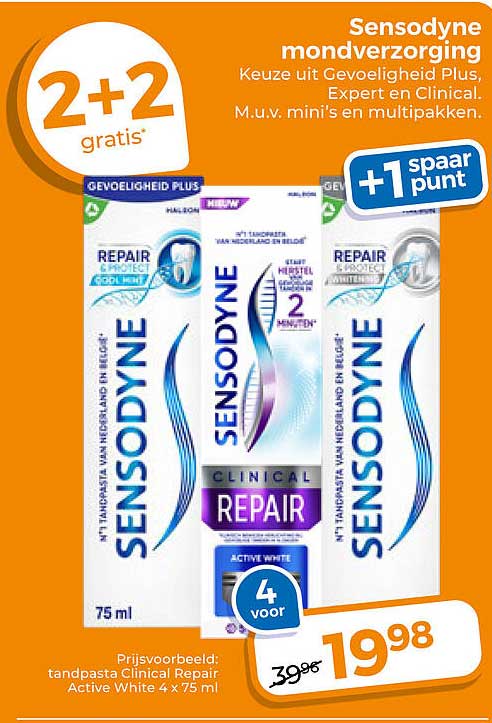 Sensodyne mondverzorging 2+2 gratis