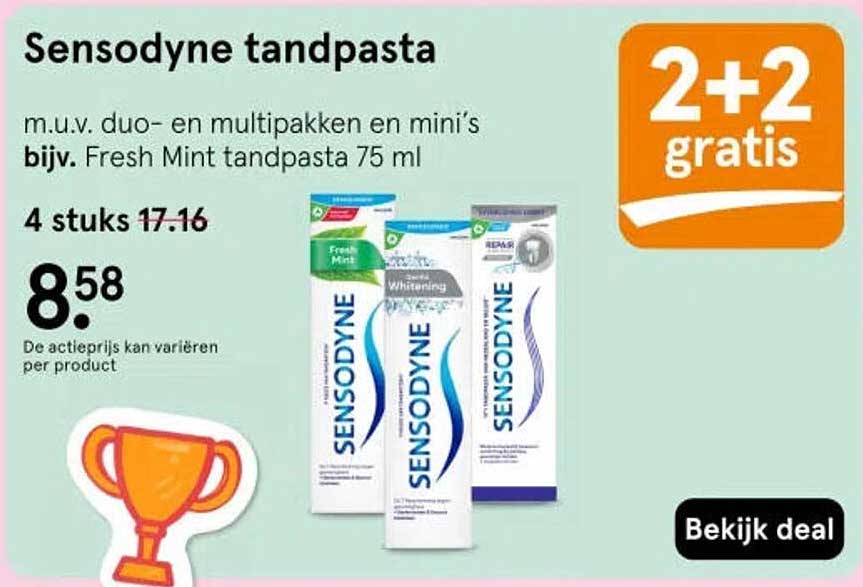 Sensodyne tandpasta 2+2 gratis