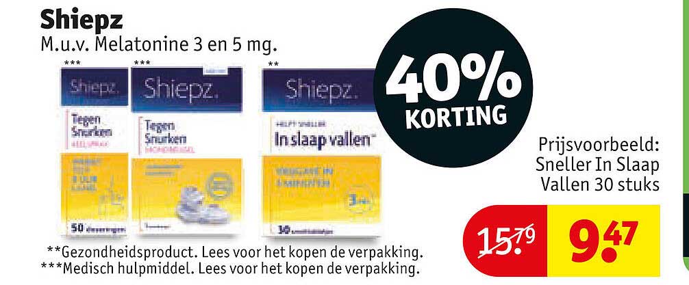 Shiepz M.u.v. Melatonine 3 en 5 mg. 40% KORTING
