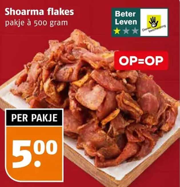 Shoarma flakes pakje à 500 gram OP=OP