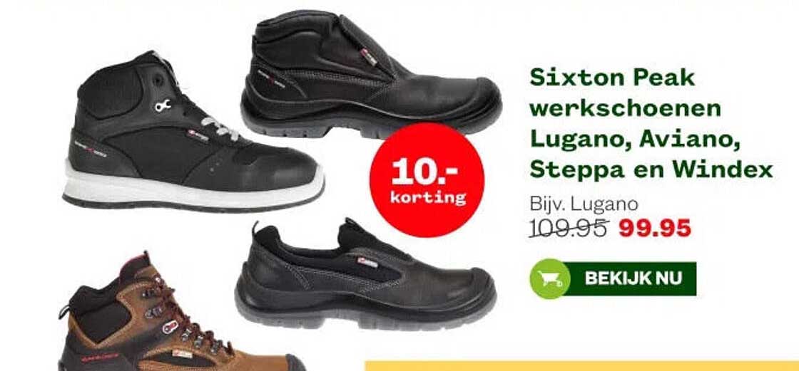 Sixton Peak werkschoenen Lugano, Aviano, Steppa en Windex