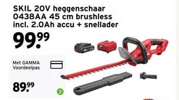 SKIL 20V heggenschaar 0438AA 45 cm brushless incl. 2.0Ah accu + snellader
