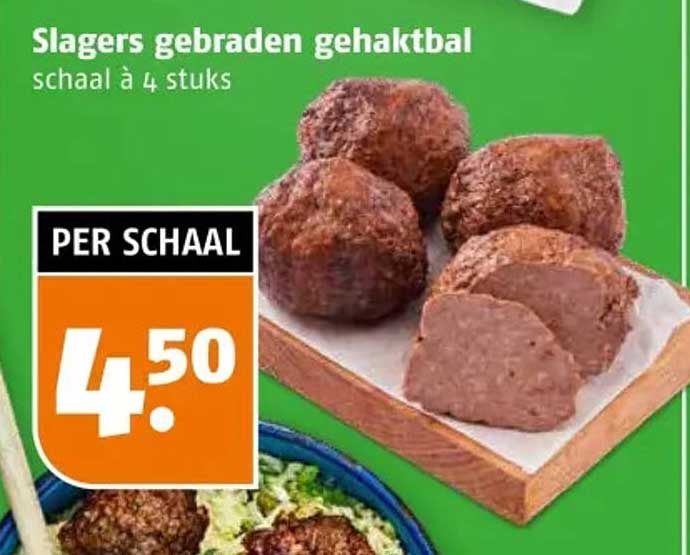 Slagers gebraden gehaktbal schaal à 4 stuks