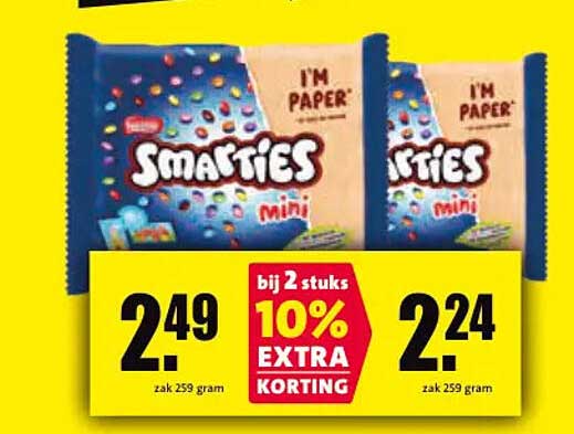 Smarties mini bij 2 stuks 10% EXTRA KORTING
