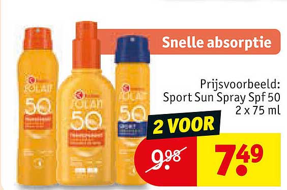 Snelle absorptie 2 VOOR Prijsvoorbeeld: SportSun Spray Spf 50 2 x 75 ml