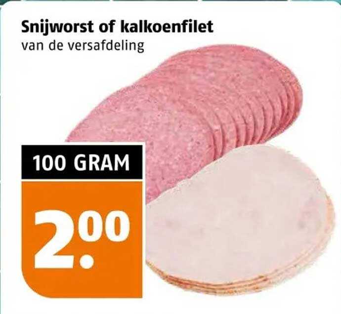 Snijworst of kalkoenfilet van de versafdeling