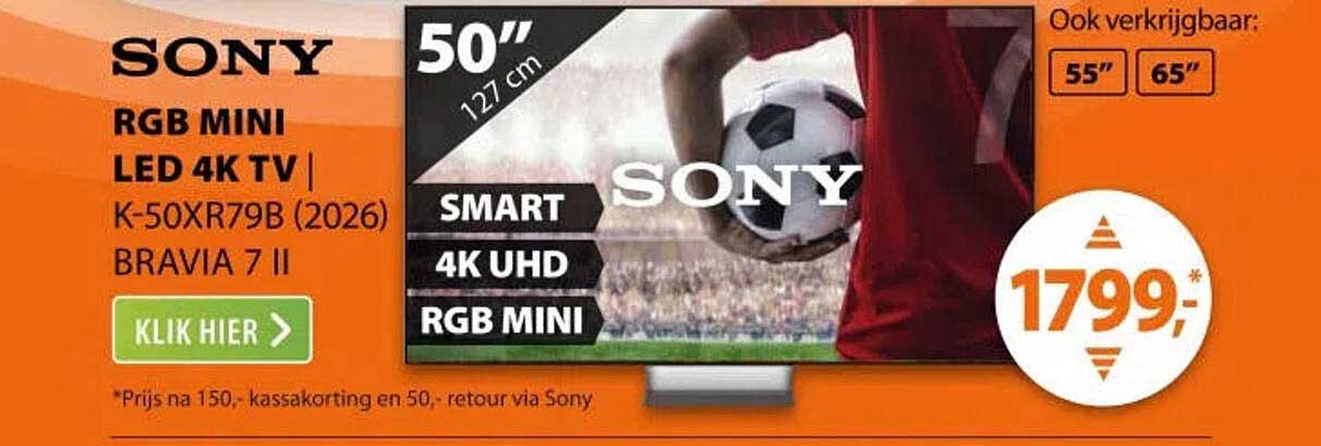 SONY RGB MINI LED 4K TV | K-50XR79B (2026) BRAVIA 7 II