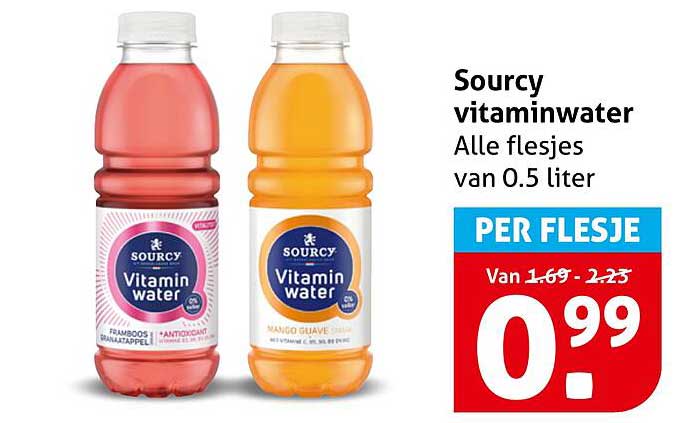 Sourcy vitaminwater Alle flesjes van 0.5 liter PER FLESJE