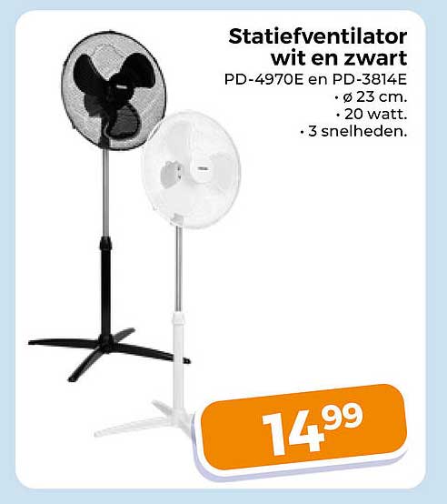 Statiefventilator wit en zwart