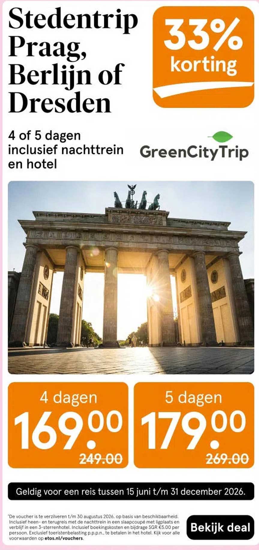 Stedentrip Praag, Berlijn of Dresden 33% korting