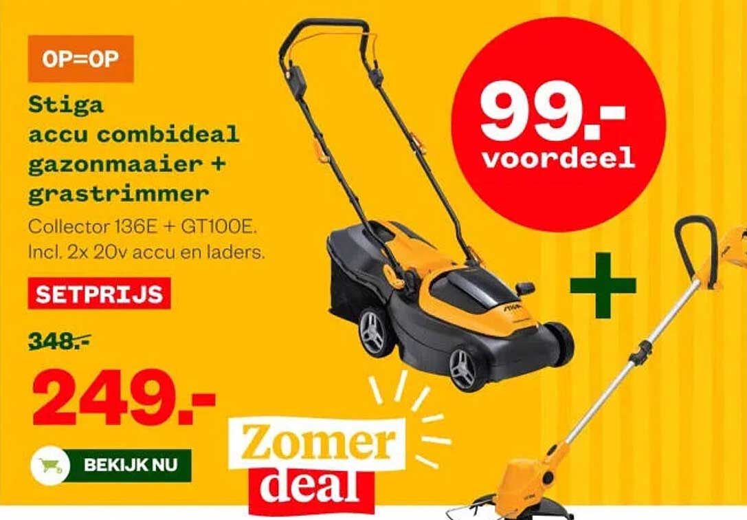 Stiga accu combideal grasmaaier + grastrimmer
