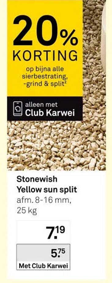 Stonewish Yellow sun split 20% KORTING