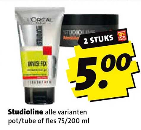 Studioline alle varianten pot/tube of fles 75/200 ml 2 STUKS