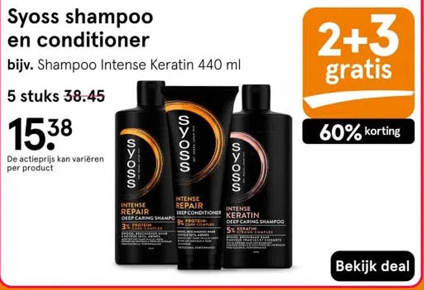 Syoss shampoo en conditioner 2+3 gratis