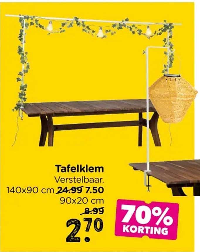 Tafelklem Verstelbaar. 140x90 cm 70% korting