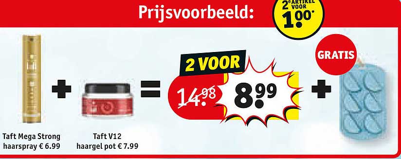 Taft Mega Strong haarspray + Taft V12 haargel pot 2 VOOR