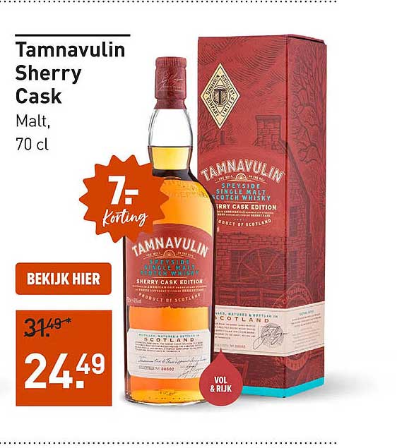 Tamnabulin Sherry Cask Malt, 70 cl 7,- korting