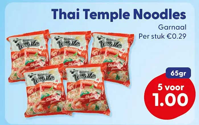 Thai Temple Noodles Garnaal 65gr 5 voor 1.00
