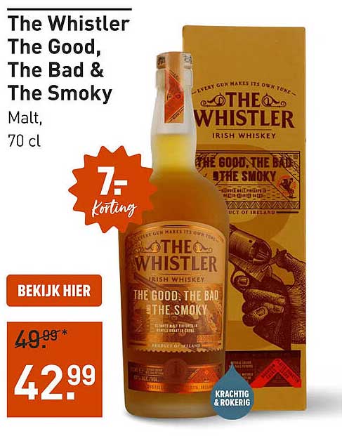 The Whistler The Good, The Bad & The Smoky Malt, 70 cl 7.- korting