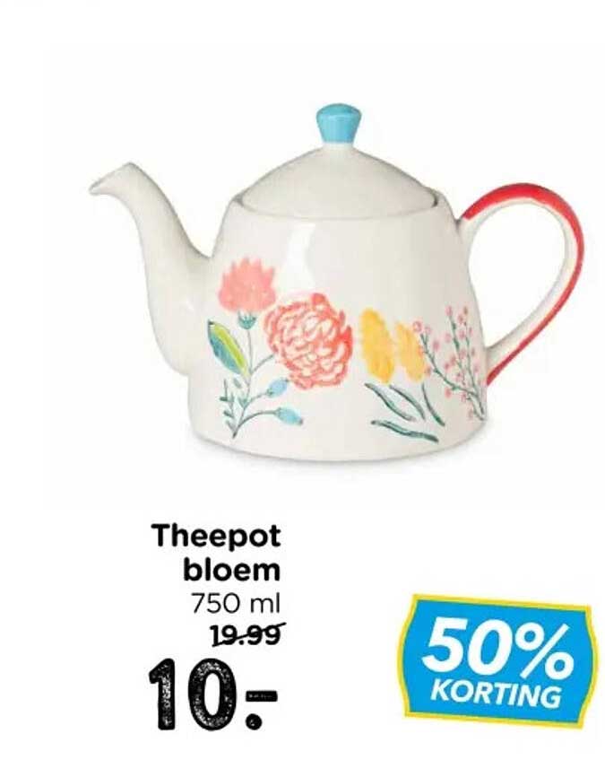 Theepot bloem 750 ml 50% KORTING