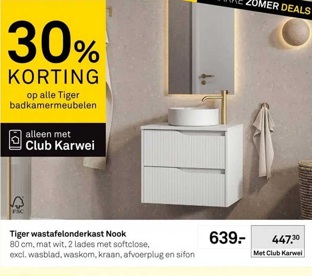 Tiger wastafelonderkast Nook 30% KORTING