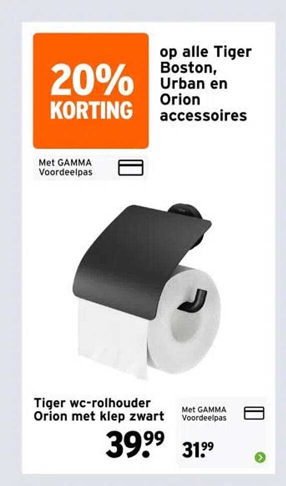 Tiger wc-rolhouder Orion met klep zwart