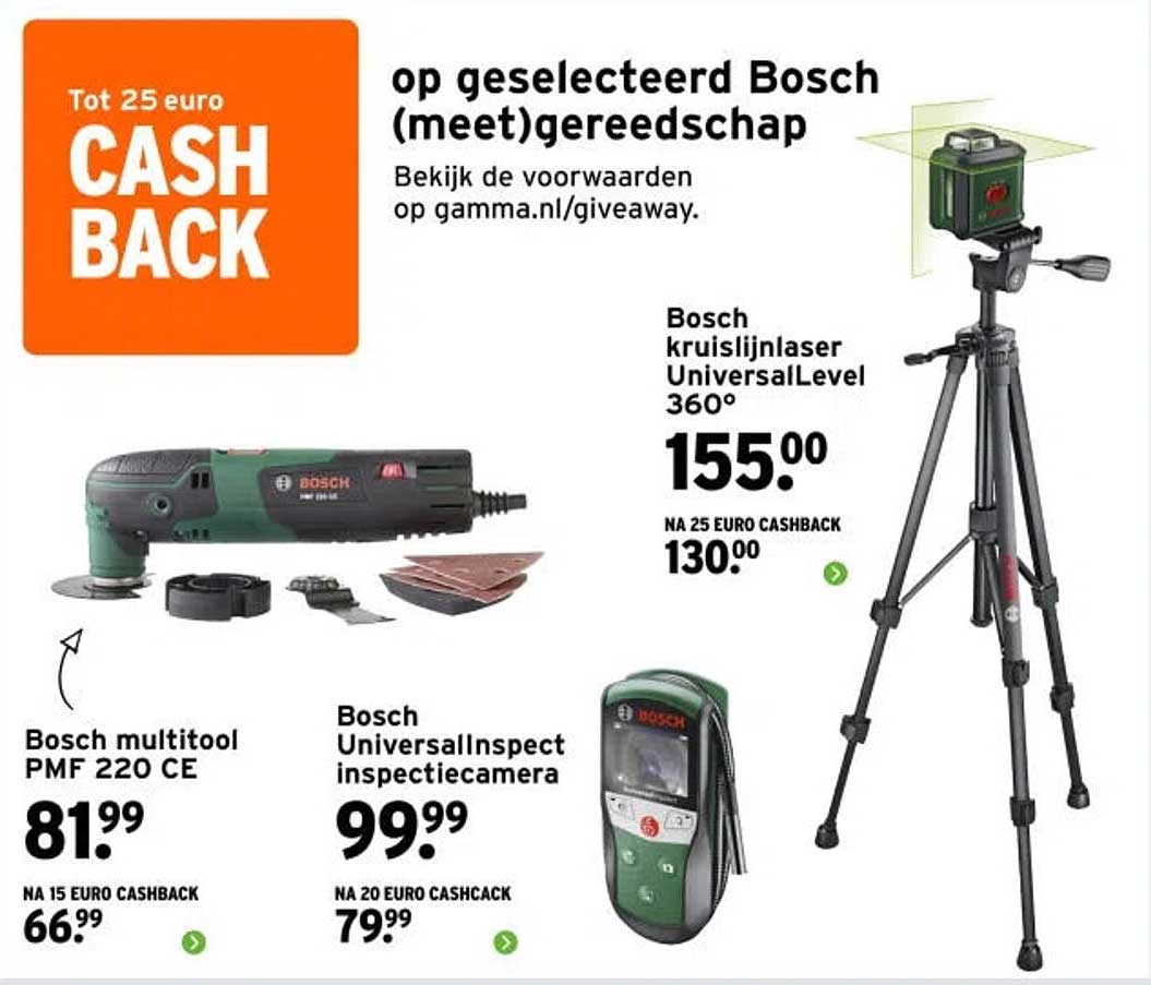 Tot 25 euro CASH BACK op geselecteerd Bosch (meet)gereedschap