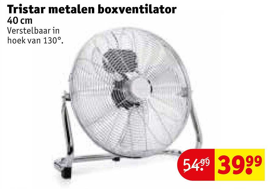 Tristar metalen boxventilator 40 cm Verstelbaar in hoek van 130°