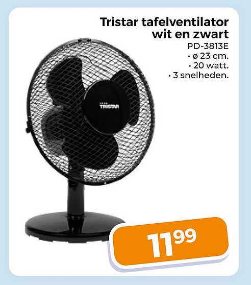 Tristar tafelventilator wit en zwart