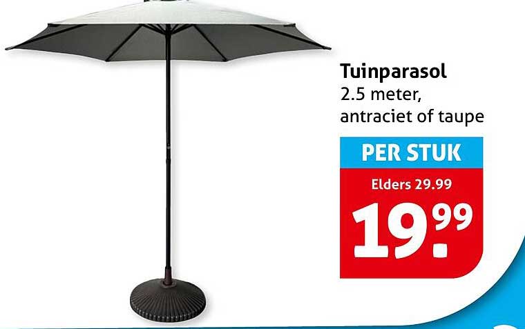 Tuinparasol 2.5 meter, antraciet of taupe