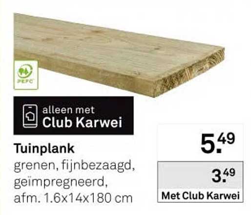 Tuinplank grenen, fijnbezaagd, geïmpregneerd, afm. 1.6x14x180 cm