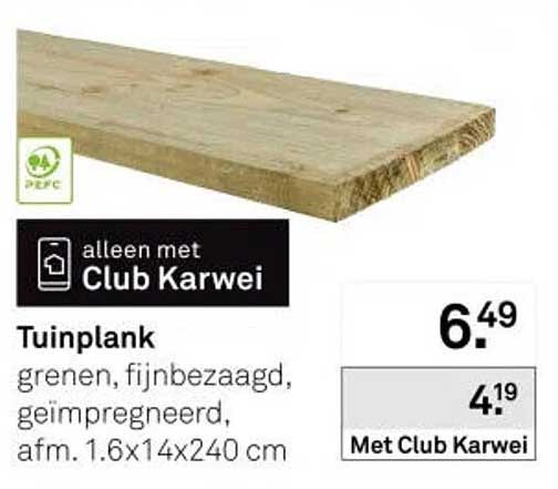 Tuinplank grenen, fijnbezaagd, geïmpregneerd, afm. 1.6x14x240 cm