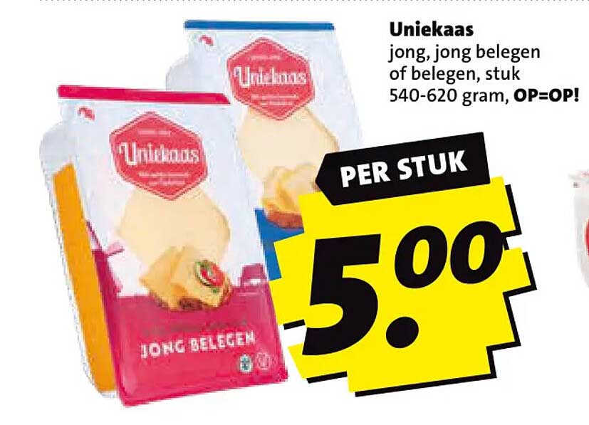 Uniekaas jong, jong belegen of belegen, stuk 540-620 gram, OP=OP!